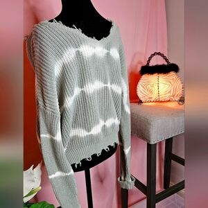 Jessica Simpson pastel green/ white sweater cotton size large